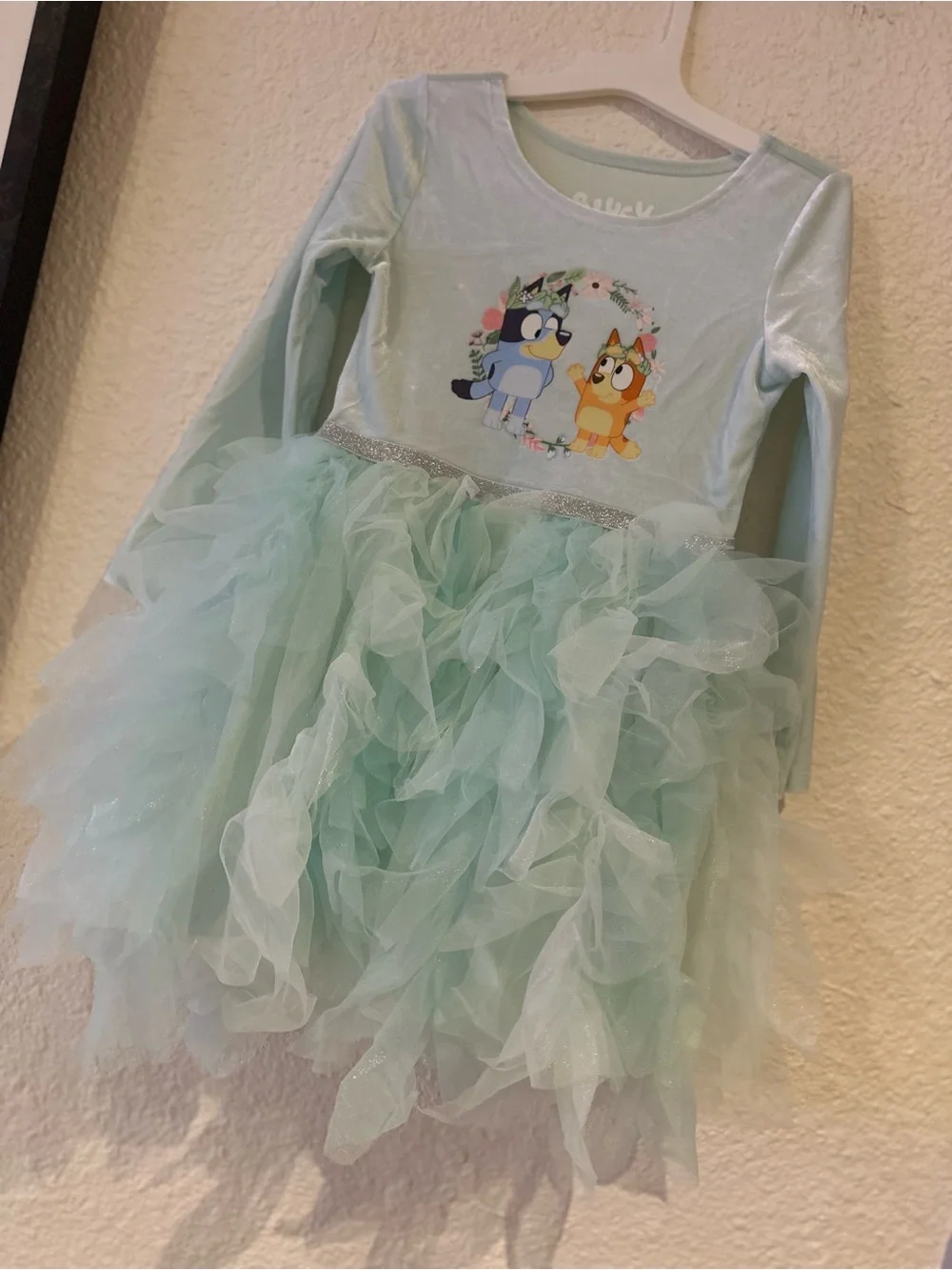 Bluey Mint Tulle Party Dress - Light Green Kids Costume